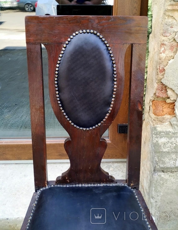 Тронне крісло античне Австро-Угорщина, дерево, натуральна шкіра, фото №6
