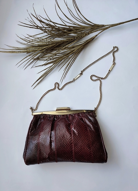 Винтажная сумочка клатч из натуральной змеиной кожи Англия, фото №4