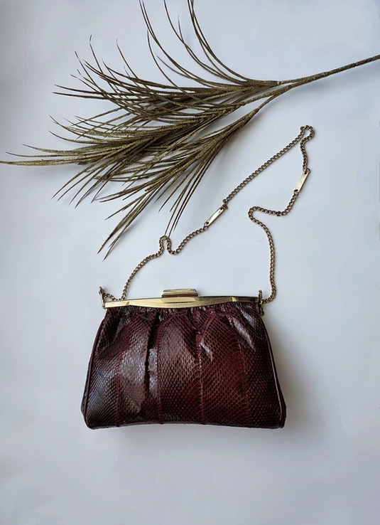 Винтажная сумочка клатч из натуральной змеиной кожи Англия, фото №5