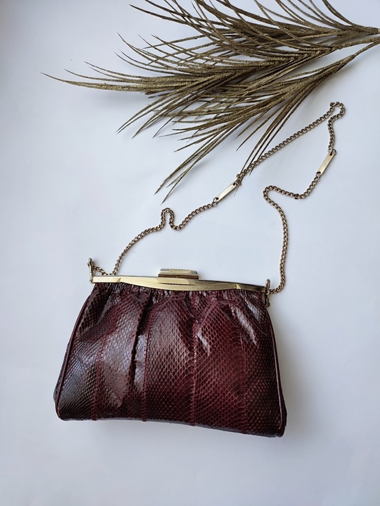 Винтажная сумочка клатч из натуральной змеиной кожи Англия, фото №7