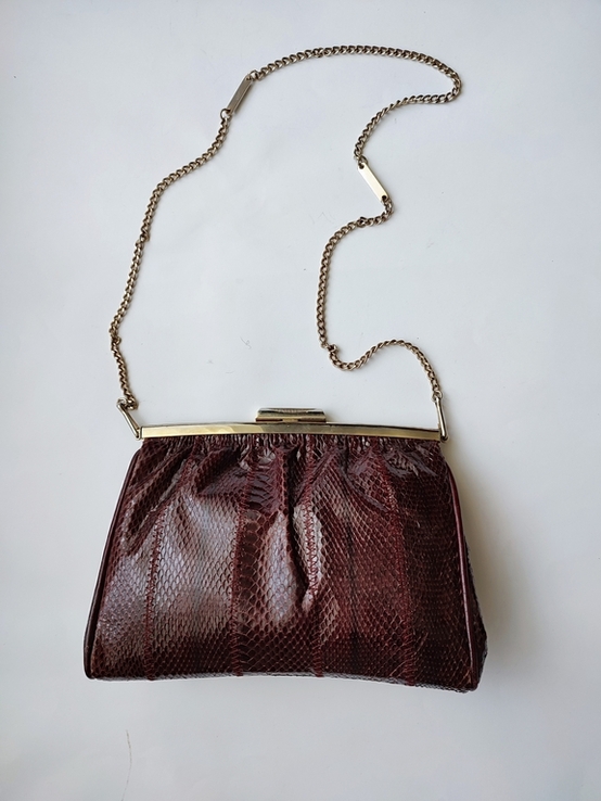 Винтажная сумочка клатч из натуральной змеиной кожи Англия, фото №9