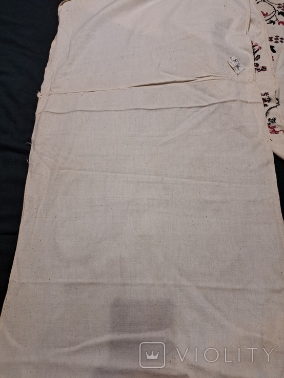 Старый плотный длинный рушник чёрным и красным р163 327/ 47 см, фото №10