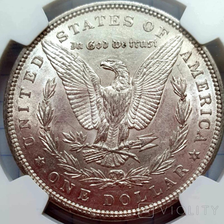  США, 1896 , Морган Доллар, слаб NGC AU -55, фото №3