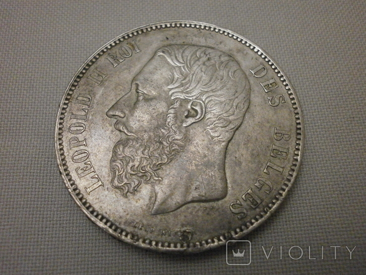 5 франків 1873 р. срібло. Бельгія., фото №3