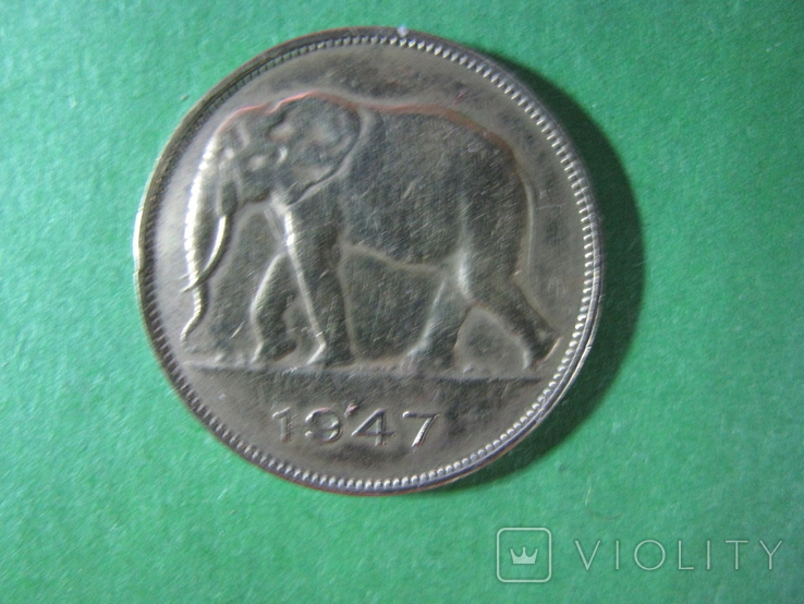 Бельгійське Конго 5 франків 1947, фото №2