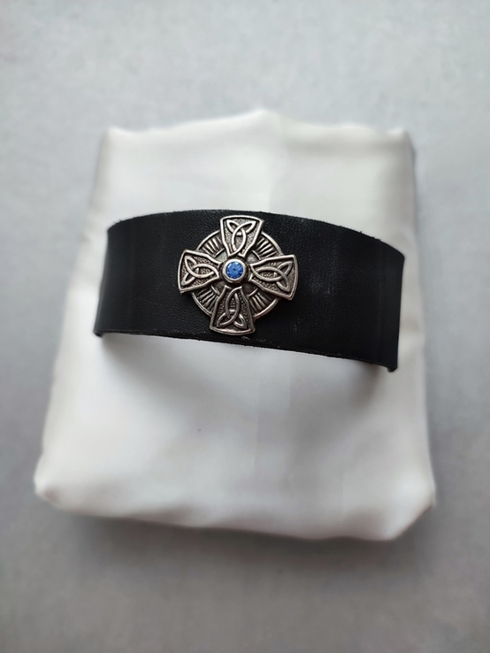 Стильный кожаный браслет "Кельтский крест", фото №5