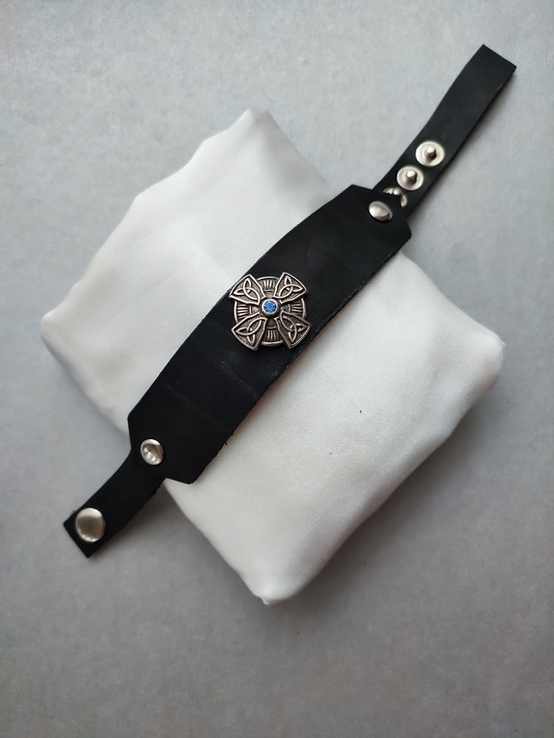 Стильный кожаный браслет "Кельтский крест", фото №10