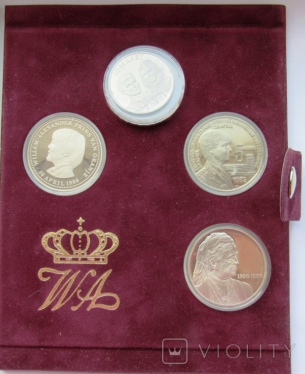 Нидерланды, набор*4 шт 5 даальдеров 1992 + медали "Семья принца Виллема", фото №2