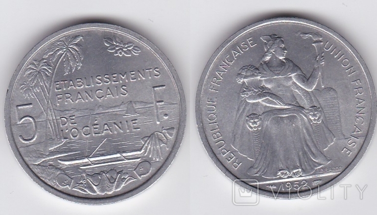 French Polynesia Французская Полинезия - 5 Francs 1952