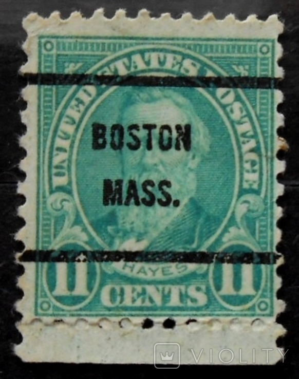 1922 г. США Америка Предварительное гашение 11 центов Hayes Гаш., фото №2