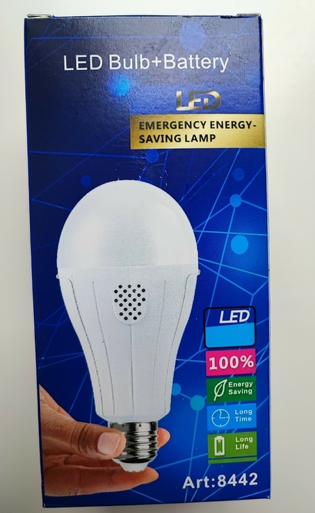 Светодиодная лампочка LED bulb E27 с аккумуляторами 8442, фото №4