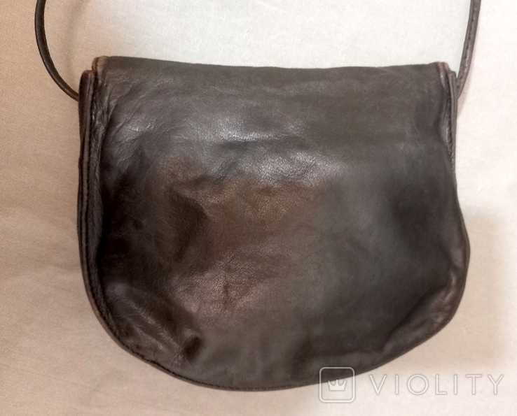 Жіноча вінтажна плечова сумка Натуральна шкіра Темно-коричневий Європа, фото №5