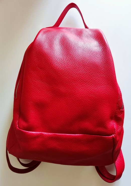 Рюкзак красный Италия натуральная кожа, фото №3
