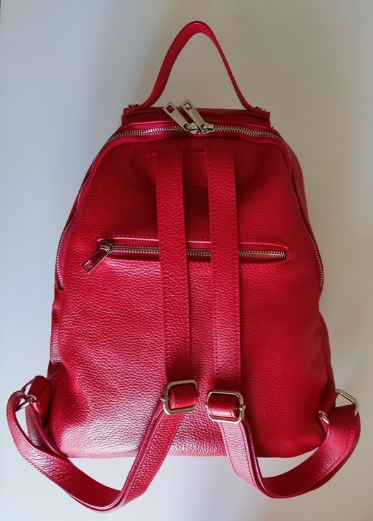 Рюкзак красный Италия натуральная кожа, фото №5