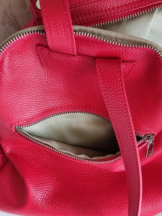 Рюкзак красный Италия натуральная кожа, фото №10