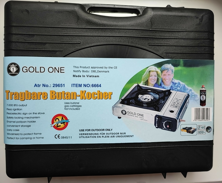 Портативная газовая плита Gold One с адаптером в кейсе, фото №2