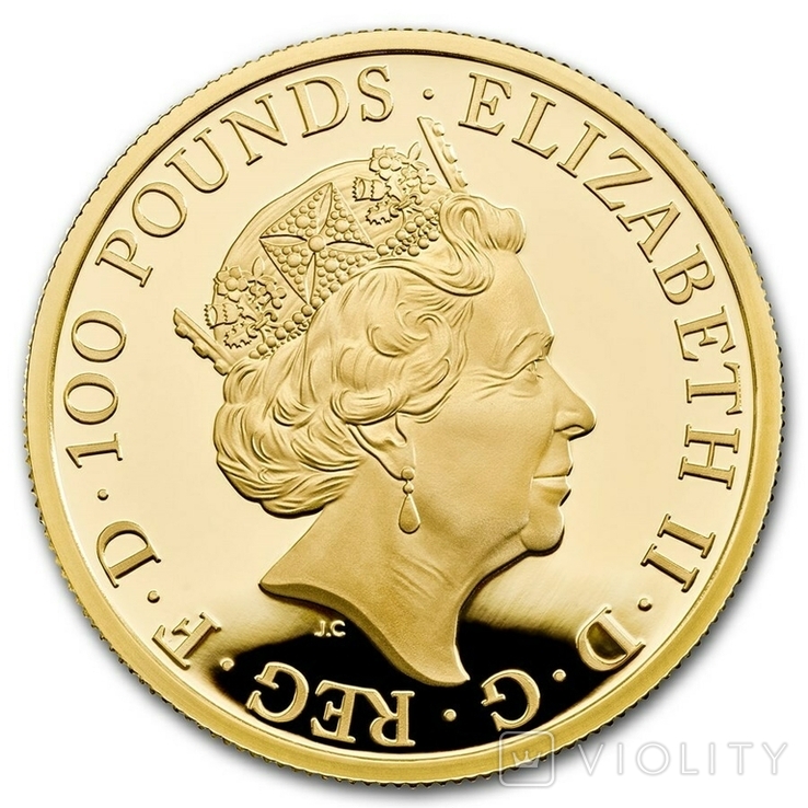  Золотая монета Queen's Beasts Griffin Proof, 2021 ГБ, 1 унция (с коробкой и сертификатом), фото №4