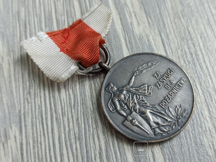 Медаль. За заслуги / пожежна служба / Польща, фото №4