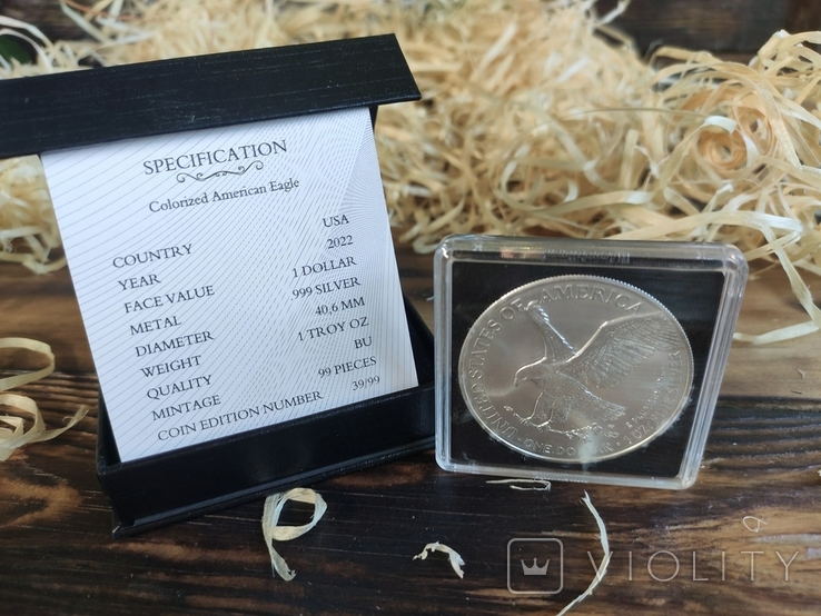 Монета серебро 1 США 2022.Уже коллекционная редкость-тираж 99 штук!!! Свободная Украина, фото №4