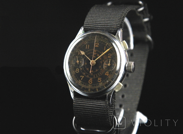 Старовинні швейцарські наручні годинники з хронографом, фото №3
