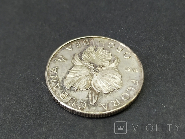 5 pesos AG 0.999. 1981 год. REPUBLICA DE CUBA. FLORA CUBANA ORQUIDEA., фото №9