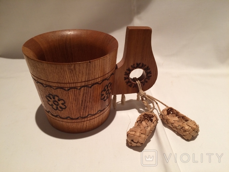 Декоративные деревянная кружка и бочонок, фото №8