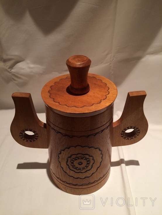 Декоративные деревянная кружка и бочонок, фото №12