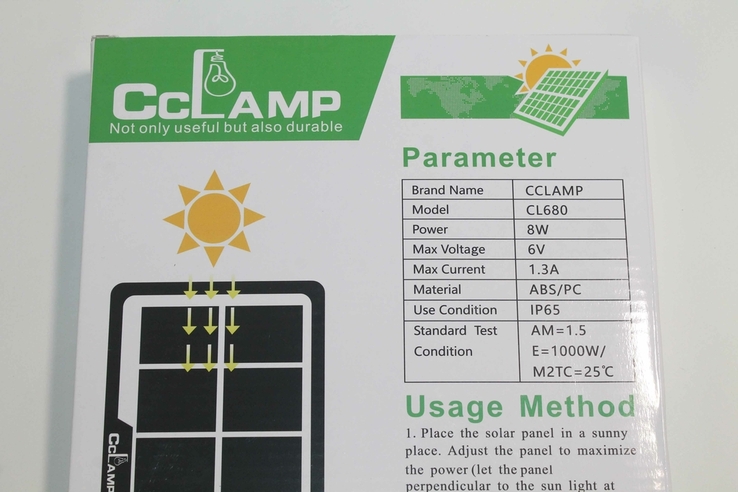 Портативна сонячна панель для заряджання гаджетів (6В, 8Вт) CL-680 (1636), numer zdjęcia 11