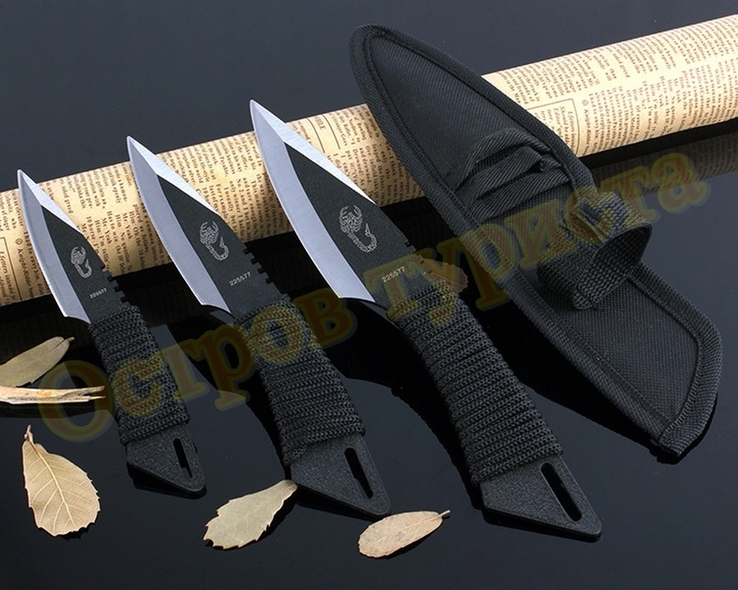 Ножи тактические метательные Scorpion набор 3 шт с кобурой, фото №3