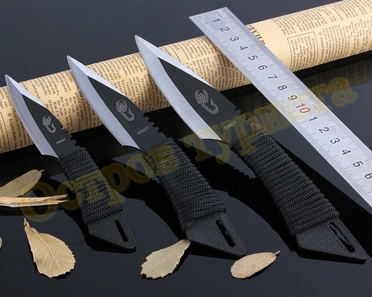 Ножи тактические метательные Scorpion набор 3 шт с кобурой, фото №12
