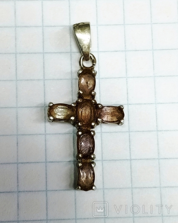 Крестик Серебро 925, с камнями., фото №3