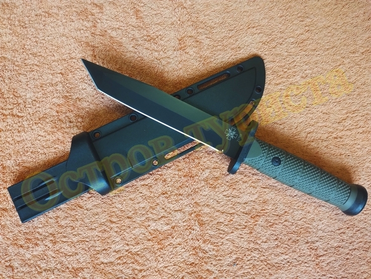 Тактический Охотничий нож Columbia 2178B Хаки Tanto с пластиковым чехлом 30 см, фото №3