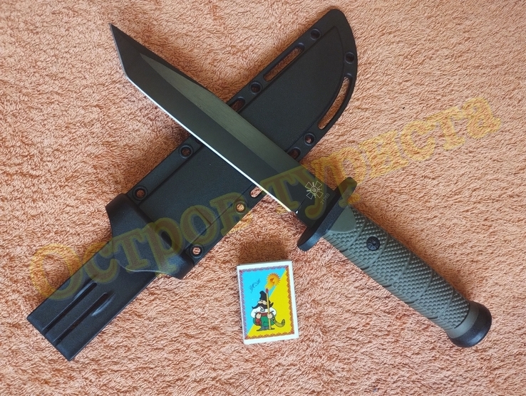 Тактический Охотничий нож Columbia 2178B Хаки Tanto с пластиковым чехлом 30 см, фото №4