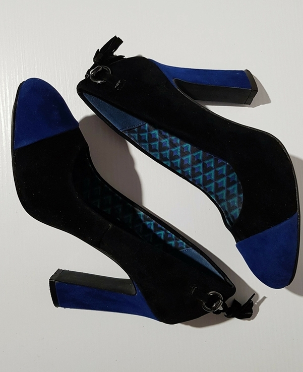 Туфли на каблуке сине-черные, фото №4