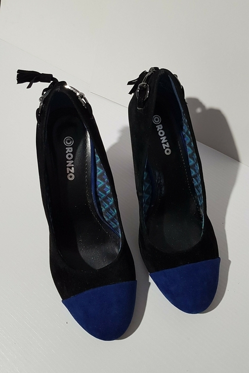 Туфли на каблуке сине-черные, фото №5