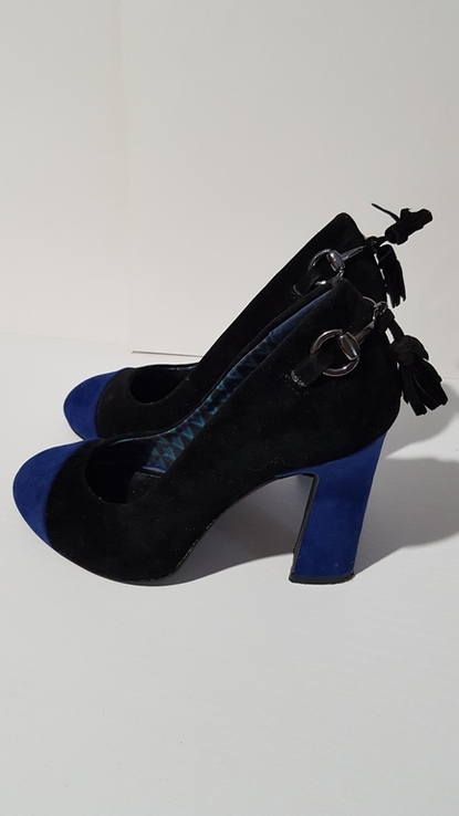 Туфли на каблуке сине-черные, фото №6