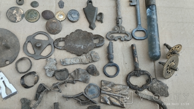 Разное с копа, копаное, монеты, пломба, пуговицы, ключи, фото №4