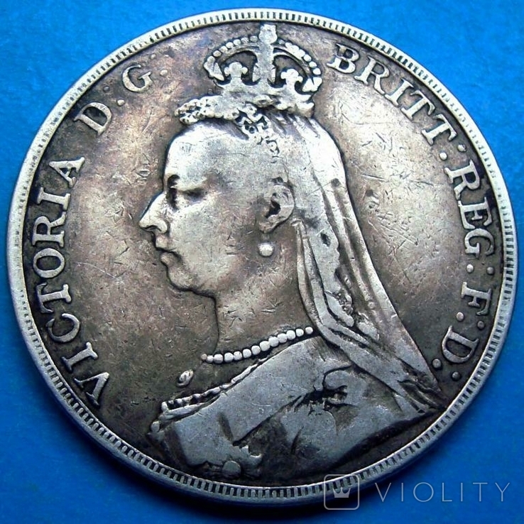 Великобритания 1 крона 1889 - Виктория., фото №2