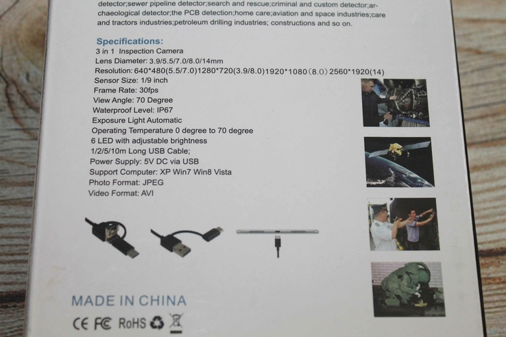 Ендоскоп камера для смартфона та ноутбука 5м. 7мм, IP67 USB-micro USB-TypeC (1106), numer zdjęcia 11