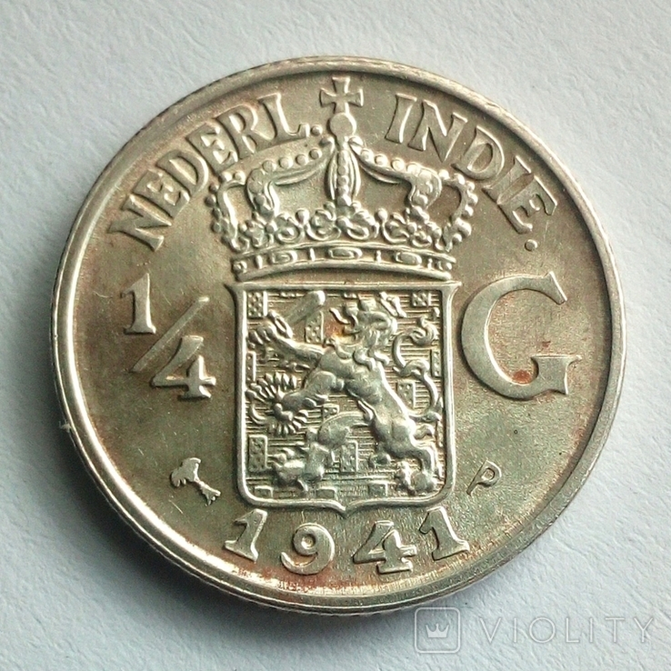 Нидерландская Индия 1/4 гульдена 1941 г. - P, фото №2