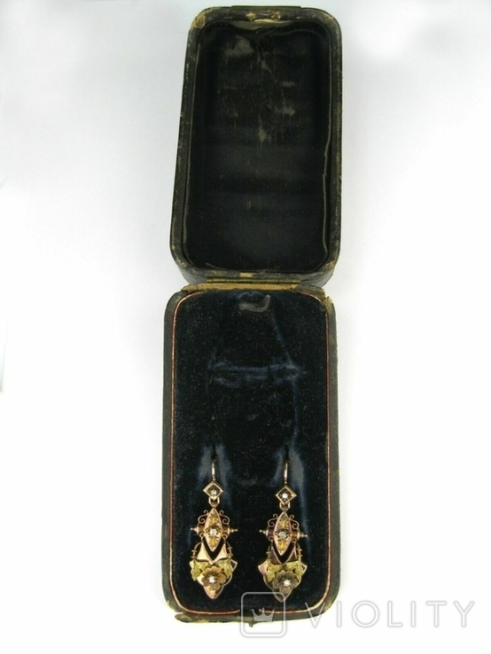 Серьги Золото 56 Krumbugel Бриллианты Российская Империя 19 век оригинал, photo number 7