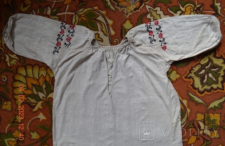 The shirt is old Ukrainian embroidered. Embroidery. Homespun hemp fabric. 116x67 cm. No. 5, photo number 5
