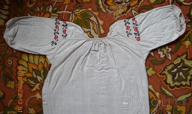 The shirt is old Ukrainian embroidered. Embroidery. Homespun hemp fabric. 116x67 cm. No. 5, photo number 9
