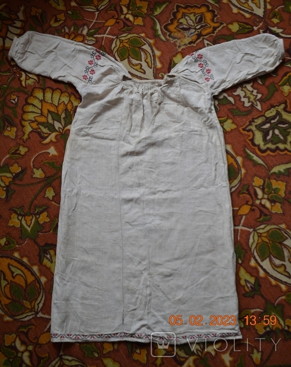The shirt is old Ukrainian embroidered. Embroidery. Homespun hemp fabric. 110x70 cm. No. 6, photo number 4
