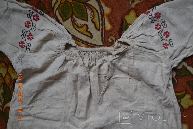 The shirt is old Ukrainian embroidered. Embroidery. Homespun hemp fabric. 110x70 cm. No. 6, photo number 6