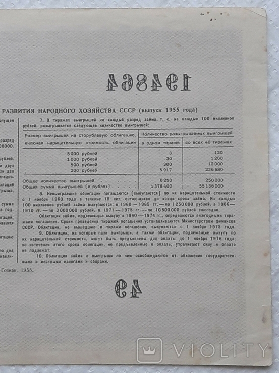 USSR bond Loan for the development of the national economy 100 rubles 1955 year, photo number 7