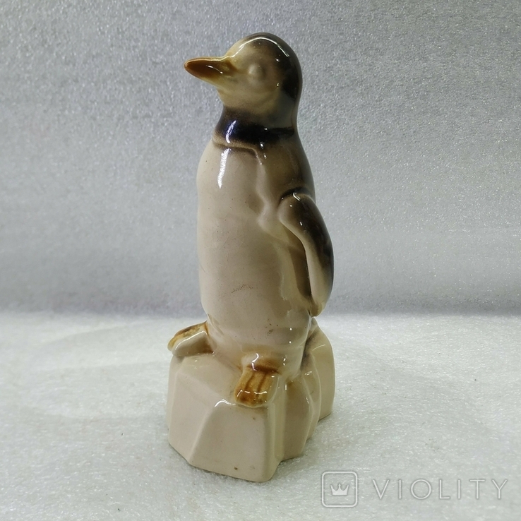 Penguin On Skis - miniature porcelain figurine