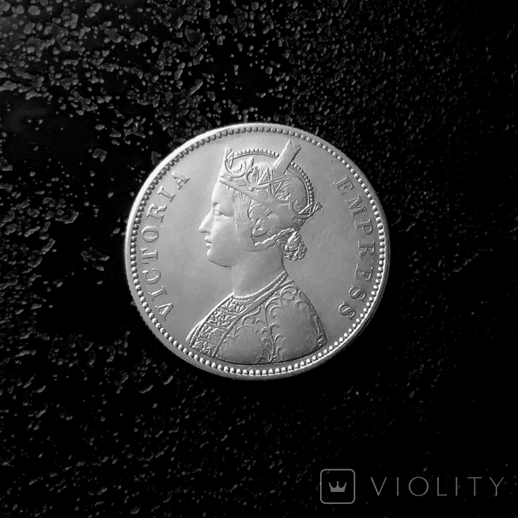 1 рупия Индия 1884 состояние серебро, фото №2