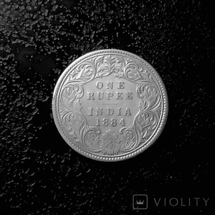 1 рупия Индия 1884 состояние серебро, фото №3