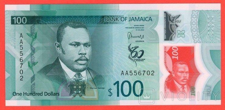Ямайка 100 доларів 2022р Р-97 полімер "60 років Ямайці", фото №2